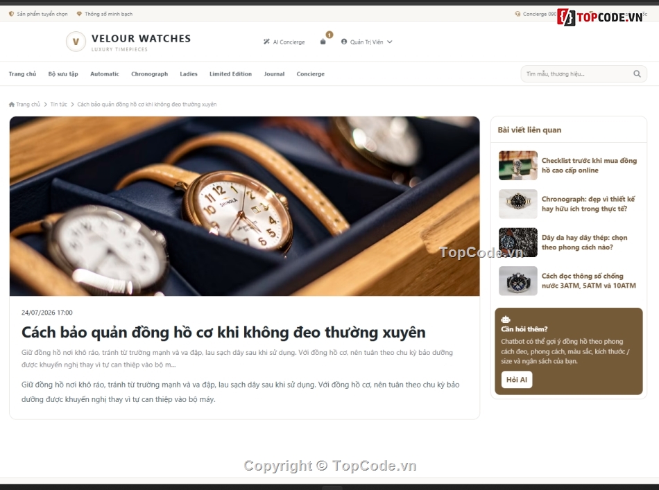 Web đồng hồ,kinh doanh,full báo cáo